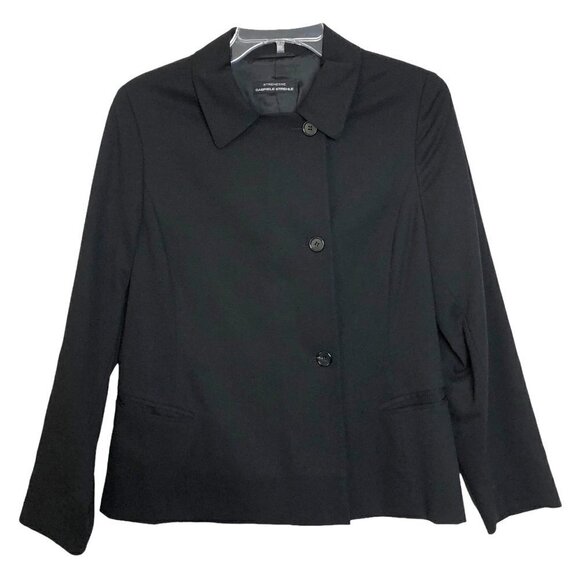 New - STRENESSE GABRIELE STREHLE Virgin Wool Black Button Front Blazer - Size 8 - Picture 1 of 6